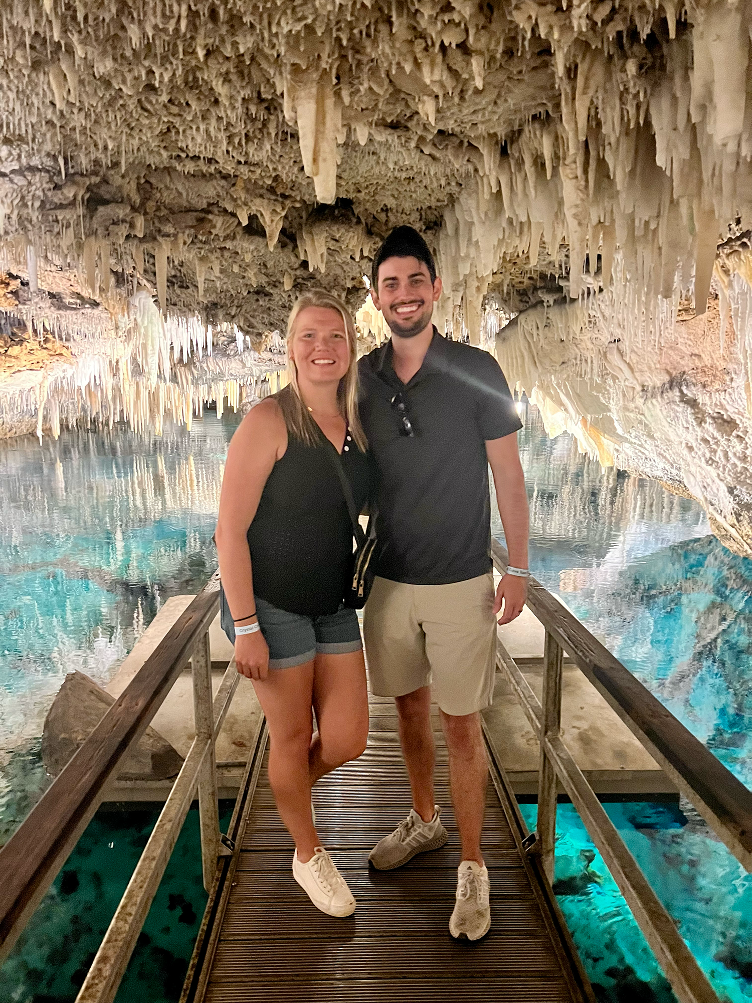 Andi and David in Bermuda's crystal caves 
